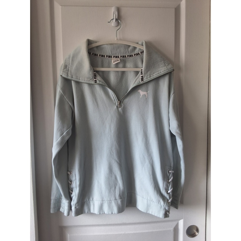 Victoria's Secret PINK Small Quarter Zip Pullover Lace Up Sides‎ Sweatshirt Y2K